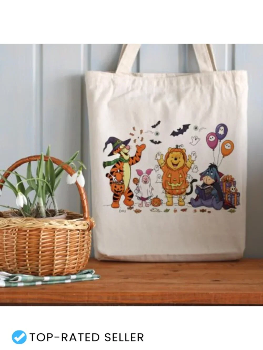 Canvas Tote Bag 16x14 Halloween Autumn Eco-Friendly Laptop Book Beach